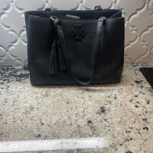 Tory Burch Black Pebbled Leather Tote